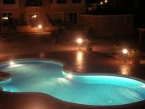 Pool iluminated at night