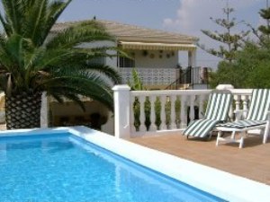 Sun chairs near the pool