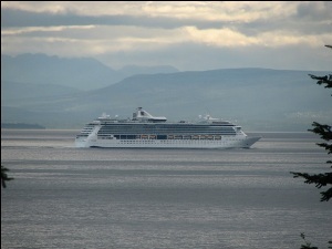 Cruise ship in summer time.