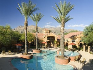 Mature trees around the pool