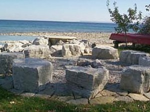 Large firepit on the shore