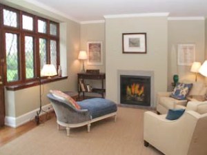 Living room with fireplace