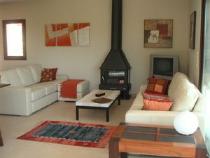 Living room with fireplace