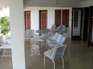 On the wide shaded patio