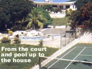 Tennis court and pool