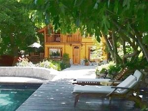Pool area with sunbeds