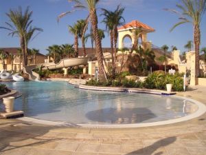 Pool with waterslide