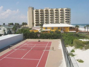 Beach side tennis court