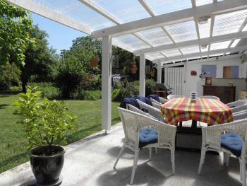 The patio at the pool
