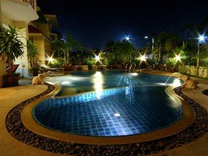 Swimming pool at night