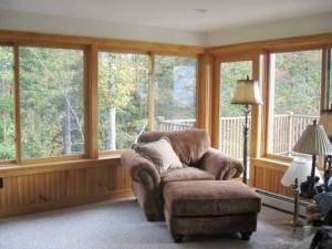 Heated porch with big TV