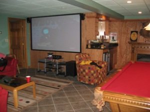 10 ft high def TV & pool table