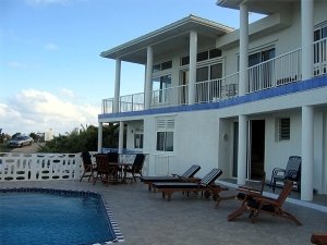 Pool area with sunbeds