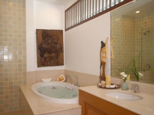 Bathroom with a large spa bath