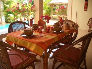 The Shaded Dining Patio.