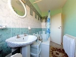 Bathroom has bathtub & shower
