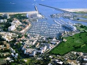 Aerial view of marina