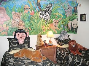 Jungle twin bedroom