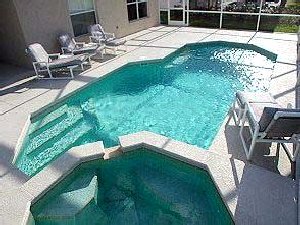 Large deck with sunbeds