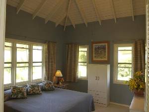 the blue bedroom in the house