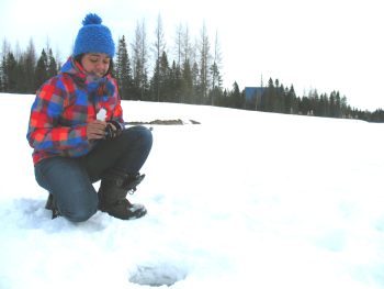 Ice fishing on the domain lake