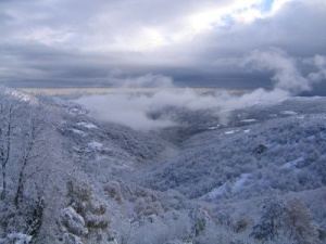 View of valley in winter