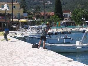 fishing in front of house