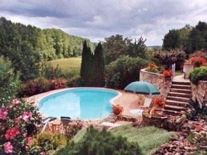 Pool with chaises longues