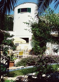 View over pond to tower