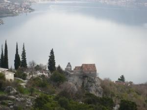Looking down on the church
