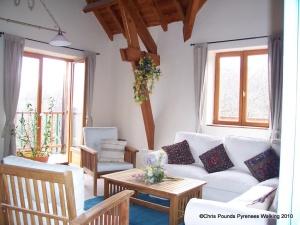 Salon with corner kitchen