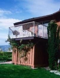 Deck with lake views