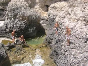 Natural pools below the house