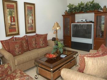 Living room with large TV