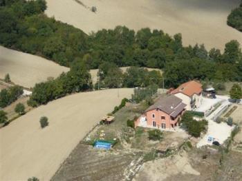 Aerial view of farmhouse