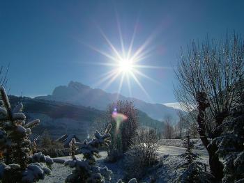 Winter sun in the lane outside