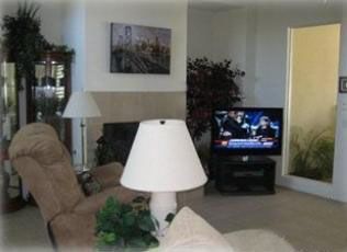 Living room has 42" HDTV, DVD
