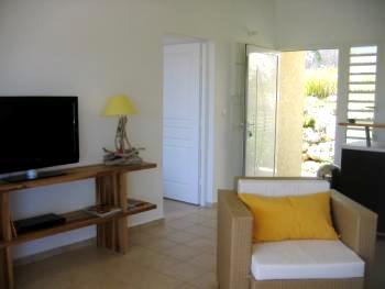 Living area has large TV