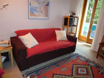 living room with sofa bed