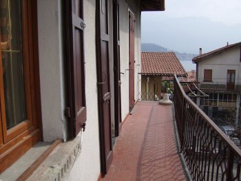 Balcony with lake view.