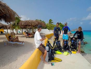 diving from the private beach