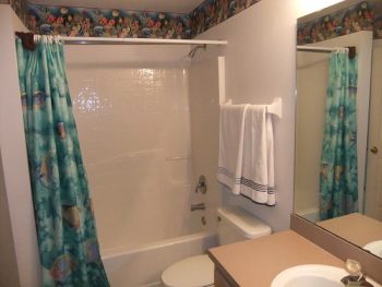 Bathroom with bath and shower