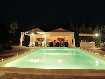 swimming pool at night