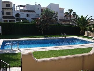 Pool in front of apartment