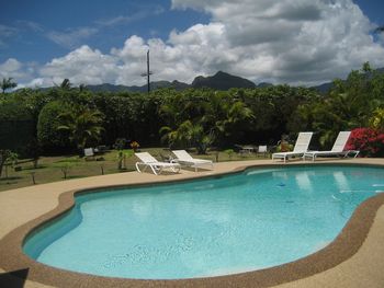 Poolside view w/Olomana Mt 