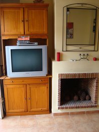 Living room with chimney