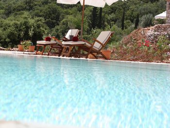 relaxing on teak deckchairs